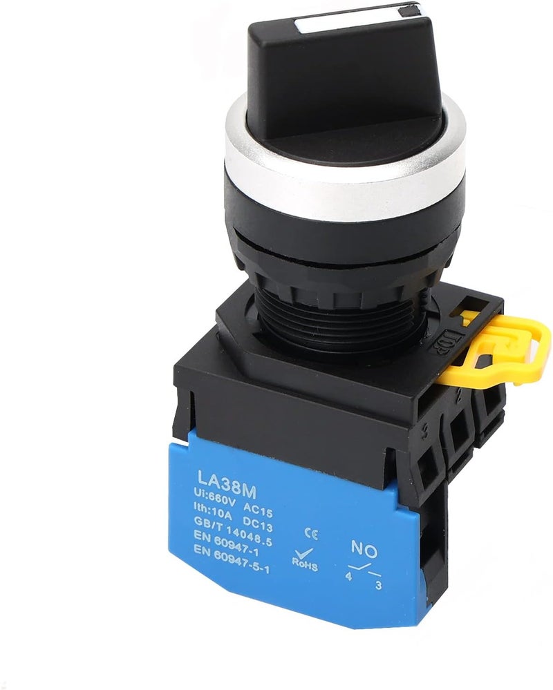 STARELO 22mm Selector Switches 2 Position Maintained 1NO Latching Rotary Selector Switch 10A 660V LA38M-10X-21.(2 Position Maintained) - Image 1